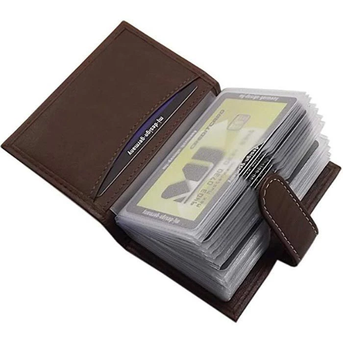 Myledershop Kreditkartenetui XXL 2202, Echt Leder, Weiße Kontrastnaht, Braun – Bild 2