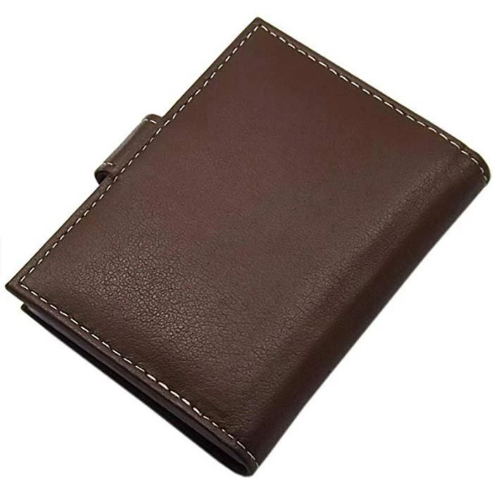 Myledershop Kreditkartenetui XXL 2202, Echt Leder, Weiße Kontrastnaht, Braun – Bild 5