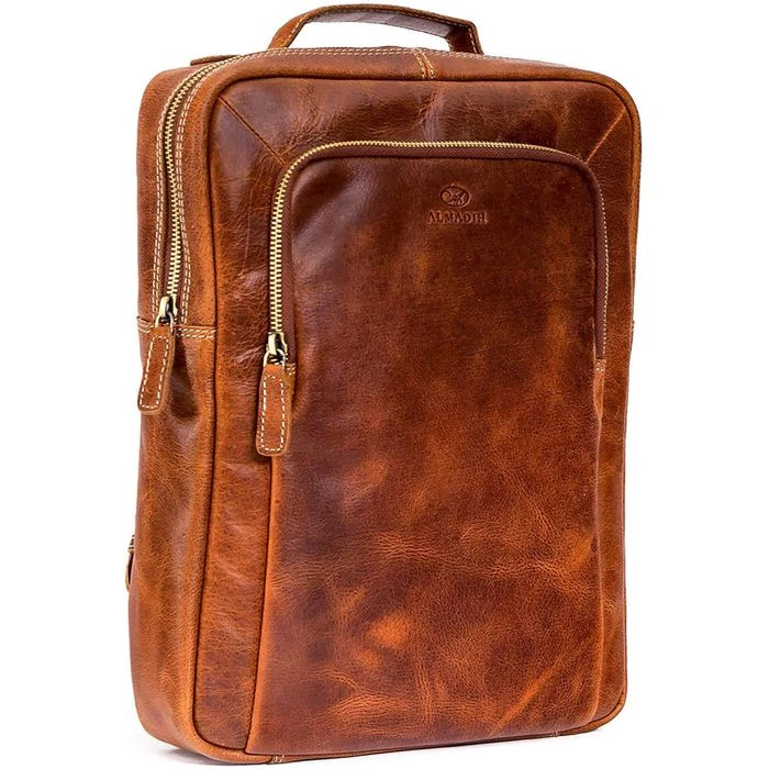 Almadih Rucksack Bene, Braun Havana, Laptopfach, Echt Leder, 7L, 35cm – Bild 3