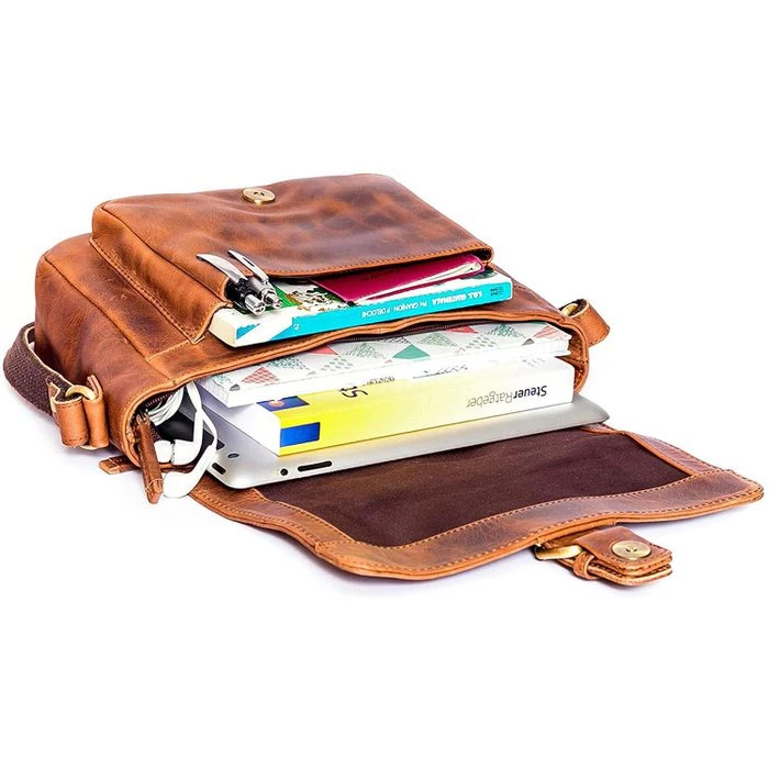 Almadih Umhängetasche Kim, Damen, Echt Leder, 25 X 19 X 9cm, Braun Deluxe – Bild 4