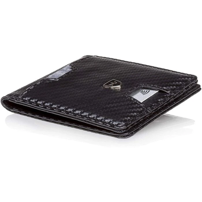 Kronenschein Geldbörse GKM-01C, Kunstleder, Carbon, Slim Wallet Herren RFID Schutz Kompaktes Münzfach