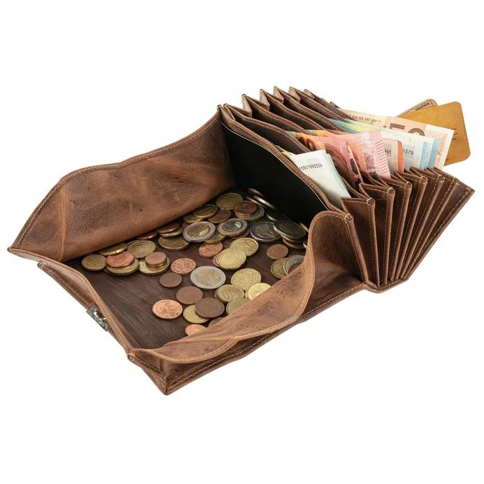 Greenburry Kellnerbörse Vintage 1785A 25 Braun, Echt Rindsleder, 17,5 X 9,5cm, Klarsichtfach – Bild 2