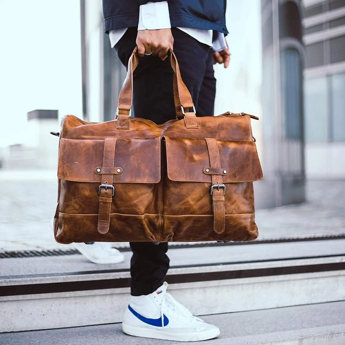 Almadih Reisetasche Kane, Echt Leder, Braun Deluxe, 19 Liter, 50cm, Größe S – Bild 7